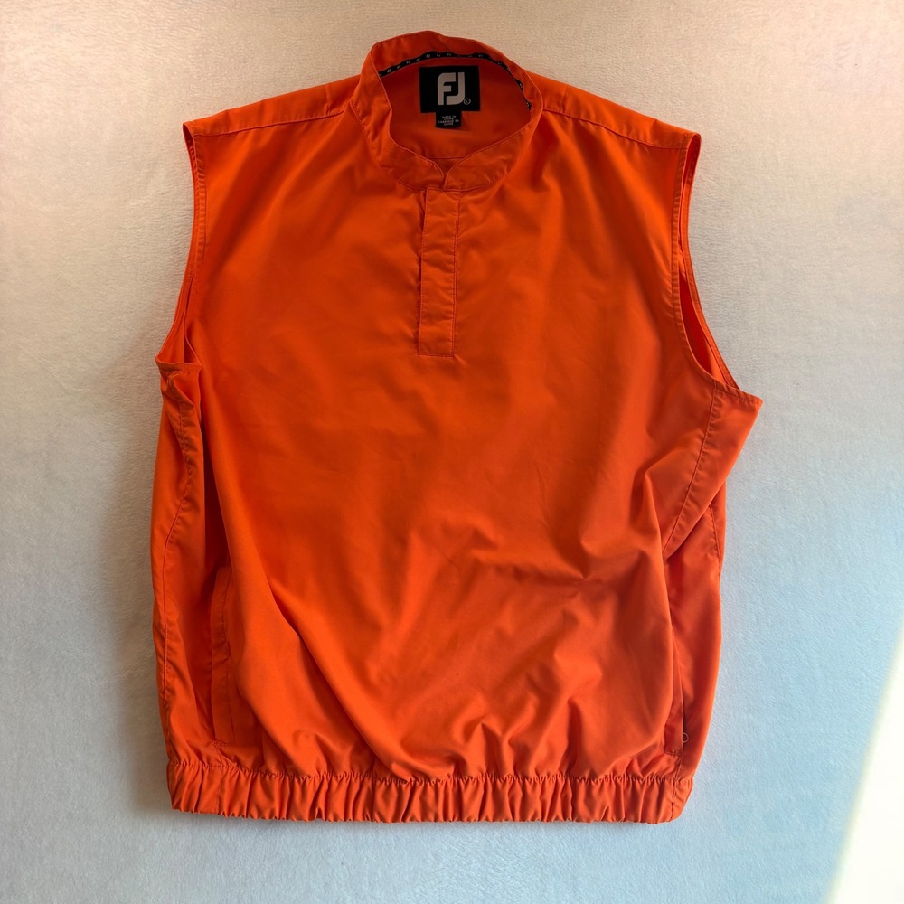 FootJoy Mens Golf Wind Vest Orange Mock Neck Pullover Large 1006014